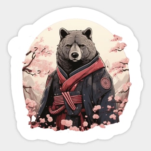 Japanese Bear Samurai Portrait Sticker